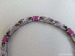 Rózsaszin rubin & gyémánt  köves  925 karkötő