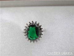 Gyönyörű Smaragd köves sterling ezüst gyűrű