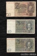 3.Db Márka 1929 Reichsmark 20 / 10  /  10 LOT
