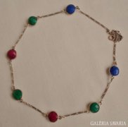Különleges régi rubin,zafír smaragd art deco ezüstnyakék