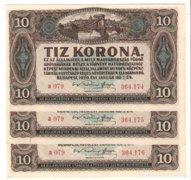 10 korona 1920 3x S.K. Hajtatlan!