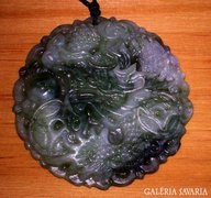 Jade Sárkány amulett, faragott keleti medál