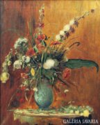 Magyar festő 1900 körül : Virágok vázában