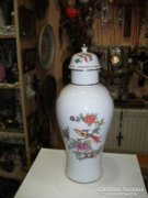 Hollóházi porcelán fedeles váza