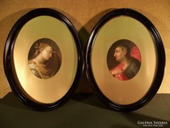 Jézus és Mária Magdolna, barokk portrék fémlemezen