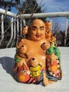 Laughing Buddha with Children, 18 cm