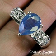 100% valódi Kasmír kék zafír gyűrű 925 ezüst 14k