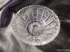 Gyönyörű metszéssel díszített kristály tál 14 cm