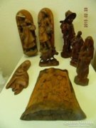 Vegyes fa szobrok faragások 7 db vadász, vallás