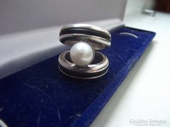 Design ezüst gyűrű / kaucsuk, gyöngy