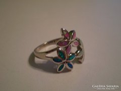 Szép színes opálos virág gyűrű