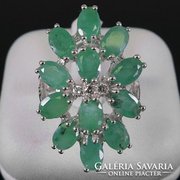 100% valódi  kolumbiai smaragd gyűrű 925 ezüst