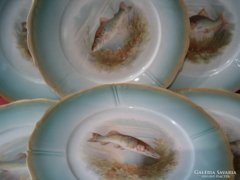 6 db 19.sz.-i halas porcelánfajansz tányér 