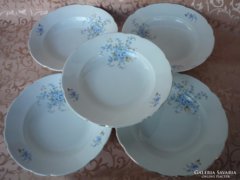 Porcelán tányérok nefelejcs mintával - 5db