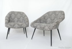 Retro design kagyló fotel garnitúra, fém lábbal