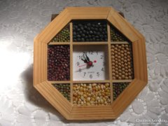Wall clock, decorated with various cereals, 20 x 20 cm...