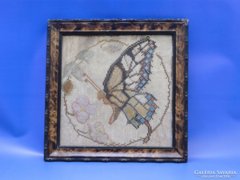 0B953 Antik keretezett pillangós goblein kép
