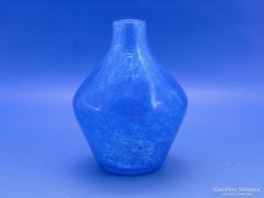 0C041 Jelzett karcagi irizáló kék fátyolüveg váza