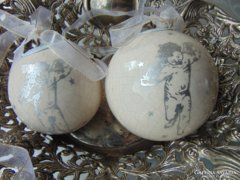 Porcelán karácsonyi angyalkás gömbök 