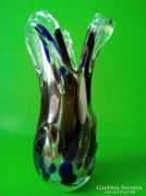 At a very discounted price! Pulled broken heavy thick-walled glass vase 23.5 cm