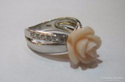 Ezüst korall rózsás gyűrű (BpAg 34139)