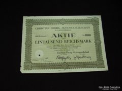 Német 1000 reichsmark 1941 Részvény Értékpapír