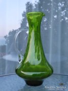 Zöld olasz üvegkancsó átlátszó füllel