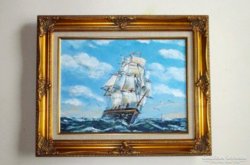 Vitorlás hajó a tengeren ÚJDONSÁG-festmény műteremből 