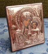 Ezüstlemezes miniatűr ikon; szentkép; kegytárgy