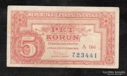 Ritka 5 Korona 1949  Csehszlovákia / Kis méretű