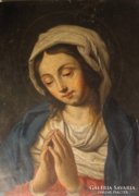 Antik, barokk lemezre festett kép:Mária 