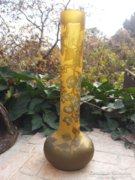 ZÖLD LEVELES GALLÉ VÁZA, 25 cm