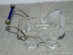 Antik üveg babakocsi - asztali sótartó