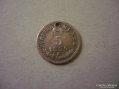 Ezüst 5 Krajcár Ritka Medalion  1859