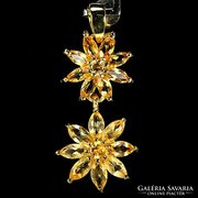 Real citrine flower shaped 925 silver medal