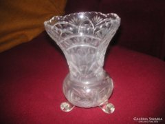 Régi kristály , üveg váza  19 cm