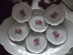 Kaiser aranyozott, rózsás mignon tányérok 6dn 