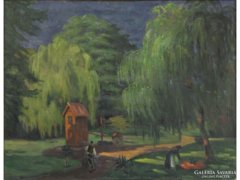 Magyar festő 1930 körül : Parkban