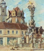 Karl Baecker:Barokk Szentháromság tér templommal