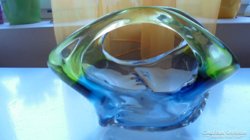 Érdekes kosár alakú üveg kínáló/asztalközép