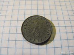 Antik Horogkeresztes érme, 10 Pfennig 1941 " D " !