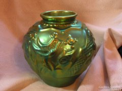 Zsolnay, eozin, Sinko bird vase in good condition. 23 X 23 cm