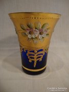 Bohemia porcelán díszes aranyozott üveg pohár 