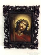 Jézus Krisztus antik olajfestmény - florentin keretben