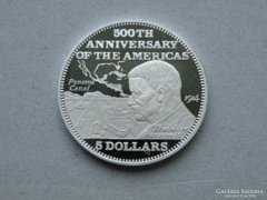 Ap 217 - 1992 Bahama szigetek Ezüst 5 dollár tükörveret