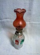 Old small colored glass kerosene lamp