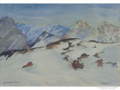 0E705 Merz jelzéssel osztrák festő : Havas Alpok