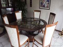 Olasz magsfényű mahagóni exkluziv étkezőasztal 6 székkel
