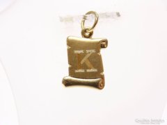 Arany "K" betű medál (ZAL- Au 59792)