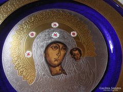 Glass wall plate, Orthodox themed, signed, serially numbered work of glass art. 28.5 Cm. Limited edition